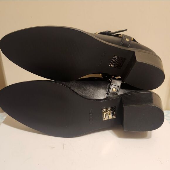 New J. Crew "Remi" Black Leather w/Harness Ankle Boots Size 7.5 (Retail $268) - Picture 9 of 9